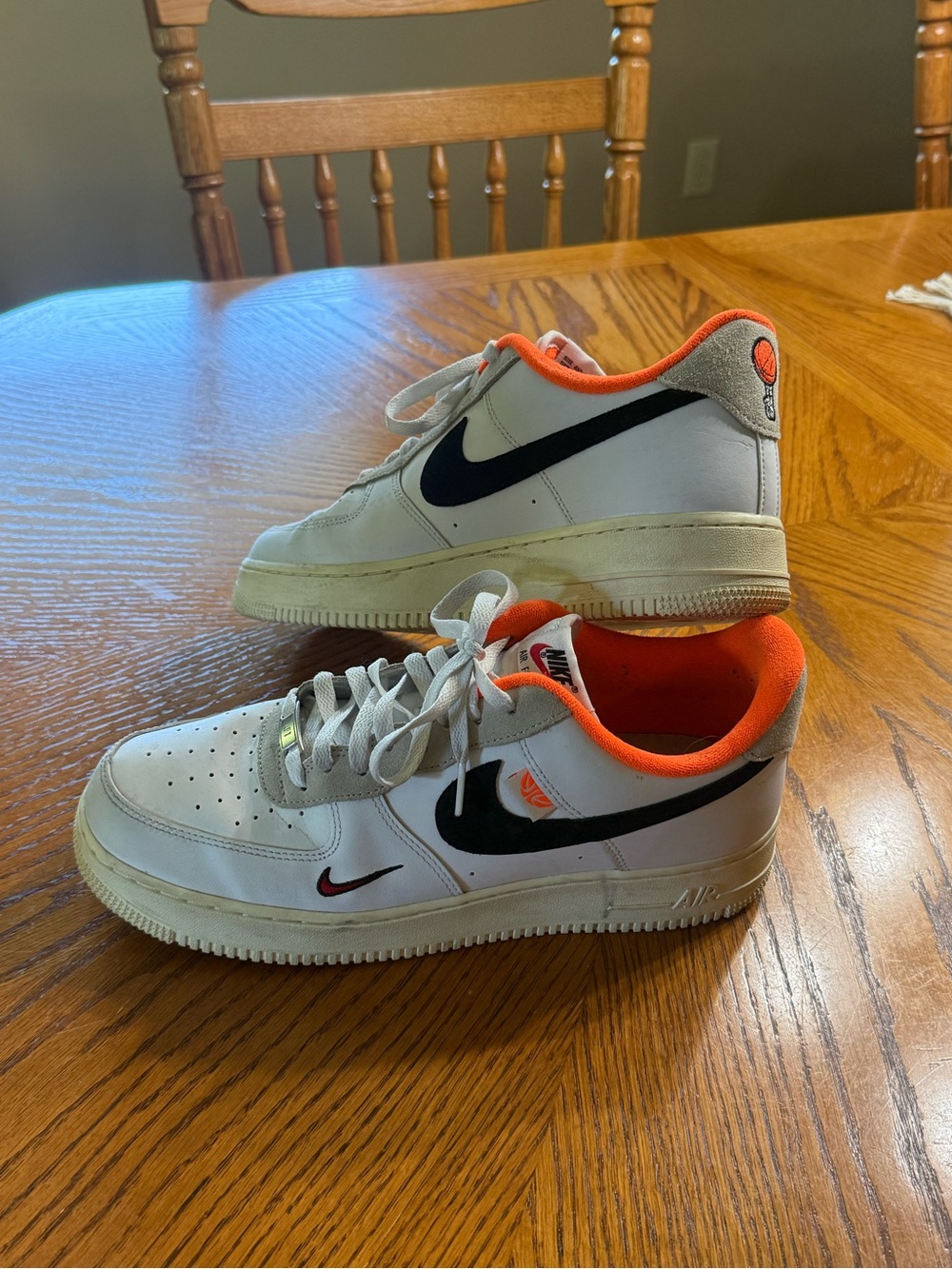 Nike Mens Air Force 1 White, Black and Orange